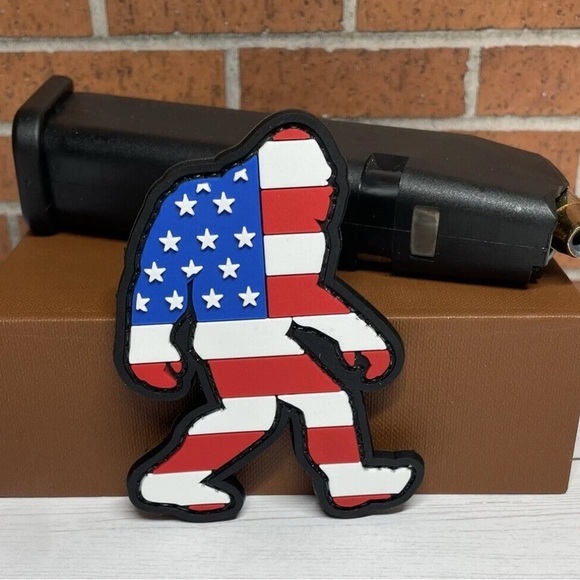 PVC Bigfoot Patch - Tactical Morale Patch - USA Flag Sasquatch Patch - Hook Back - Picture 2 of 5
